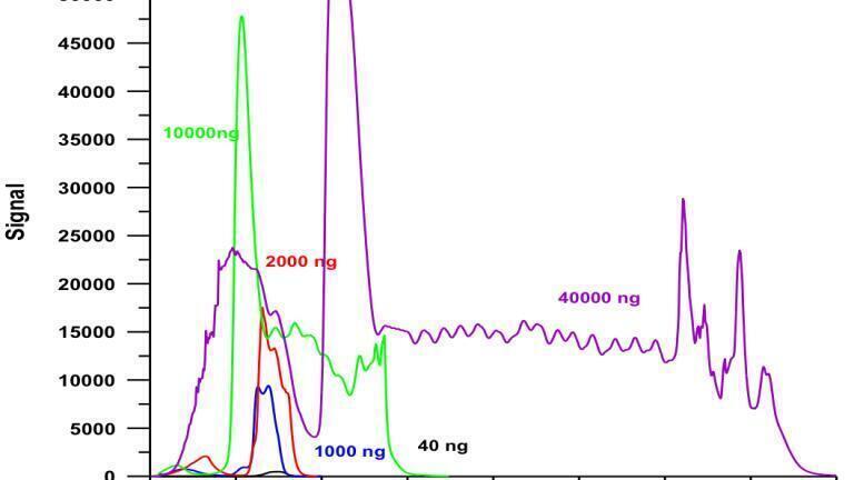 Image A: Analytical signals for various masses of mercury